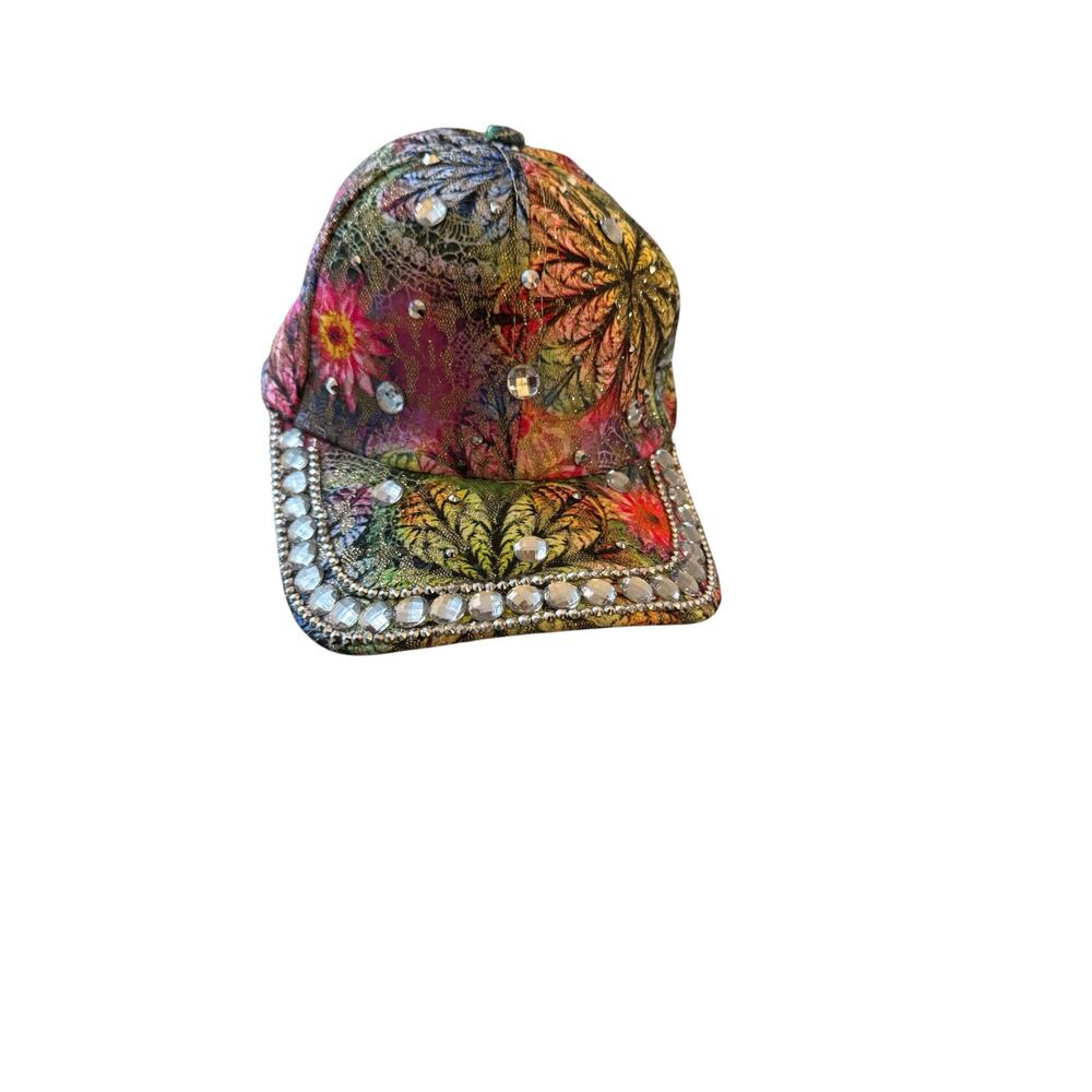 Bling Baseball Caps for Women, Rhinestone Summer Flower Baseball Hat, Adjustable